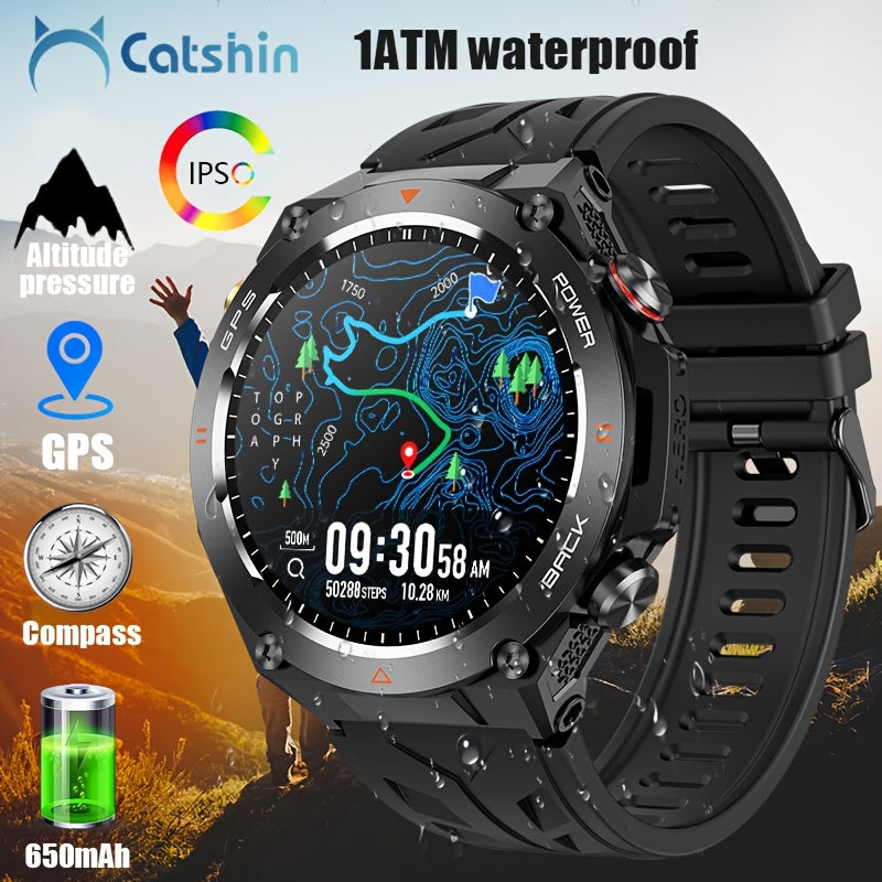 CatShin KC82 GPS Smartwatch, 3.68cm HD IPS Display, 650mAh Rechargeable Battery, AG3352B Chip, Compass, Altitude, Barometric Pressure, Swimming, Triathlon, IPX8/1ATM Waterproof, Timer, Stopwatch, Call Function, 107 Outdoor Sp