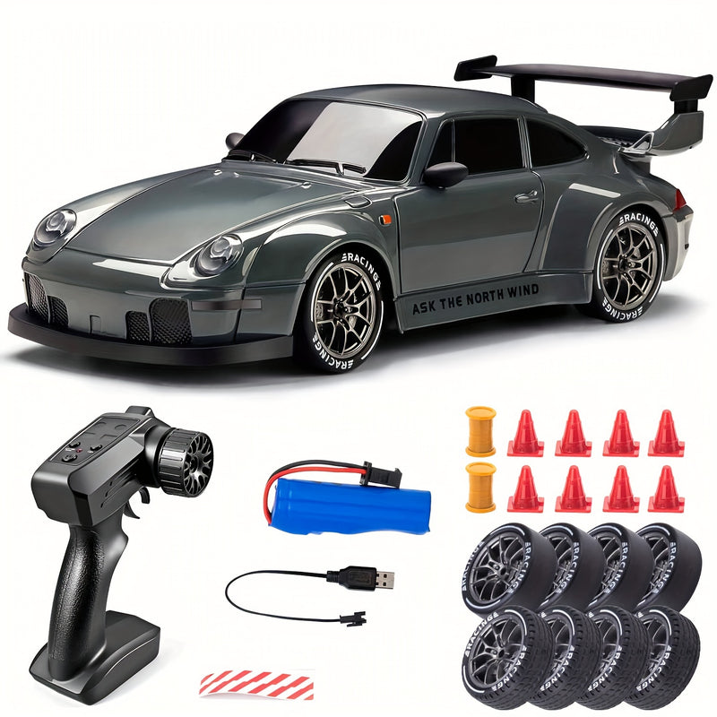 Remote Control Car, 1:24 Scale Remote Control Drift Car, 2.4Ghz 4WD Remote Control Toy with Lights, Tires And Road Obstacle Tools, The Best Birthday, Halloween, Christmas, Thanksgiving Gifts, Best for Christmas, Perfect for T