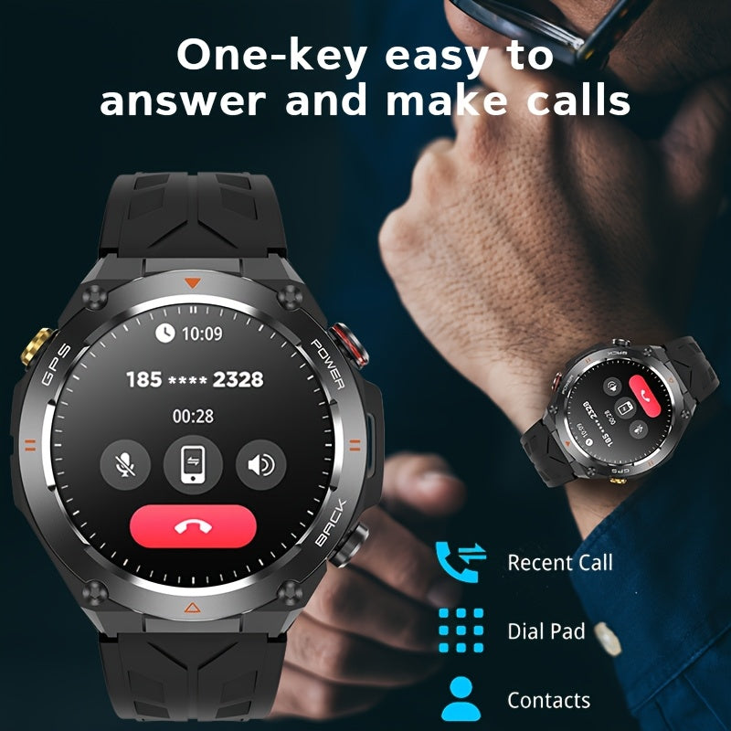 CatShin KC82 GPS Smartwatch, 3.68cm HD IPS Display, 650mAh Rechargeable Battery, AG3352B Chip, Compass, Altitude, Barometric Pressure, Swimming, Triathlon, IPX8/1ATM Waterproof, Timer, Stopwatch, Call Function, 107 Outdoor Sp