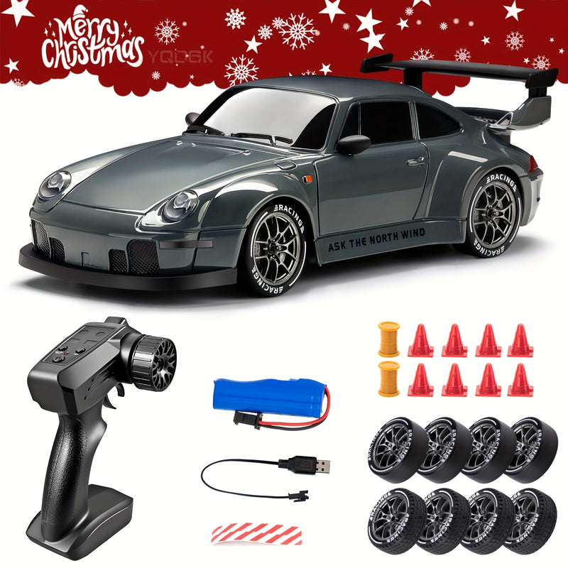 Remote Control Car, 1:24 Scale Remote Control Drift Car, 2.4Ghz 4WD Remote Control Toy with Lights, Tires And Road Obstacle Tools, The Best Birthday, Halloween, Christmas, Thanksgiving Gifts, Best for Christmas, Perfect for T