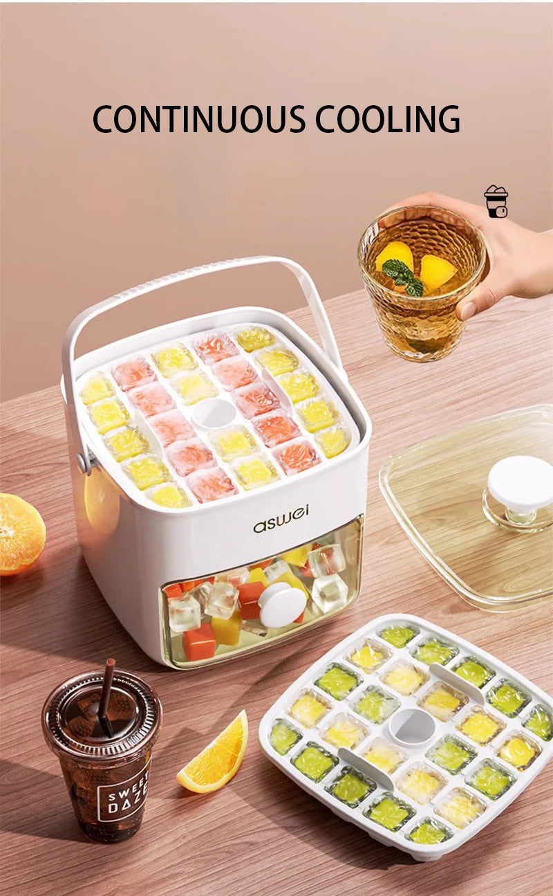 48 Grid Ice Cube Mold Two Layer With Lid/Ice Clips Storage Box Whiskey Cocktail Tools Food Grade Ice Cream Ice Cube Maker Mold